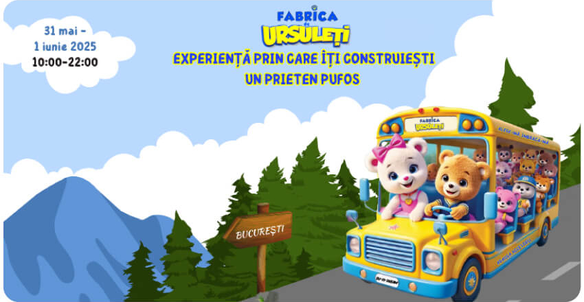 Fabrica de ursuleți sosește la AFI Cotroceni în perioada 31 mai-1 iunie 2025! Yeyy