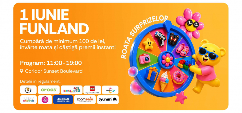 1 Iunie Funland: învârte Roata Surprizelor și câștigă premii instant!